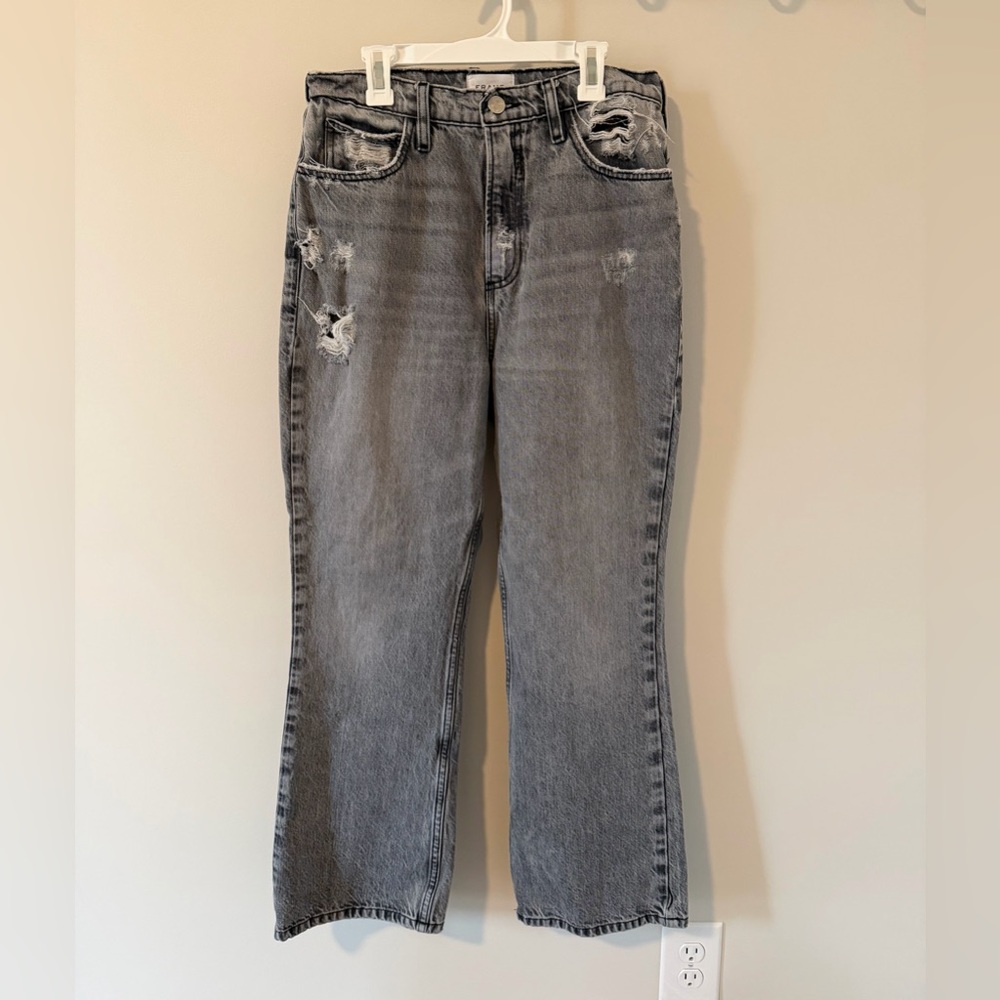 FRAME Le High N Tight Crop Mini Boot Distressed Jeans Gray Denim Women’s Size 28